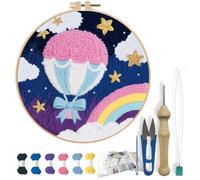 FREEBLOSS Kit de Broderie au Poinçon pour Débutants Comprenant un Tambour à Broder des Outils et des Instructions. Idéal pour les Adultes. Cadeau et Décoration. 7.9"/20cm