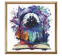 FREEBLOSS Kit de Broderie au Point de Croix 11CT Magic Books avec Instructions Kit de Broderie Murale pour Adultes 18x18cm (45x45 po).