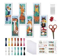 FREEBLOSS Kit de Broderie au Point de Croix 6 marque Page Motif Animaux de la Forêt Toile 11CT avec Instructions pour Adultes et Débutants 20x6cm / 8x2.4inch