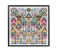 FREEBLOSS Kit de Broderie au Point de Croix Vector Cottage 11CT Kit Complet avec Instructions Kit de Broderie au Point de Croix pour Adultes Décoration Murale 18x18 pouces/45x45cm