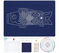 FREEBLOSS Kit de broderie Sashiko DIY pour tapis de table à motif de drapeau de la carpe kit de couture à la main avec instructions pour l'exercice débutant