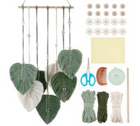 FREEBLOSS Kit de Macramé à Suspendre au Mur en Forme de Feuille pour Débutants Tapisserie Tissée en Feuilles Suspension Murale en Plumes Kit de Macramé à Suspendre au Mur Cadeau D'Anniversaire