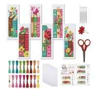 FREEBLOSS Kit de Marque Pages à Broder au Point de Croix 6 Thème Livres avec Instructions pour Adultes Débutants Cadeau pour les Passionnés de Lecture 11CT/ 20x6 cm
