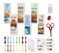FREEBLOSS Kit de Marque Pages au Point de Croix 11CT 6 pièces Broderie Estampée Paysage avec Instructions 6 marque Pages en Feutre au Dos pour Adultes Passionnés de Lecture 8"X2.4"