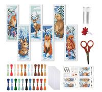FREEBLOSS Kit de Marque Pages au Point de Croix Motif Animaux D'Hiver Kit de Broderie au Point de Croix 6CT avec Instructions pour Débutants et Adultes 11cm /20x6 pouces