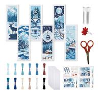 FREEBLOSS Kit de Marque Pages au Point de Croix pour Adultes Débutants Kit de Broderie au Point de Croix avec Paysage de Neige Estampé avec Instructions pour Cadeau 6CT 11