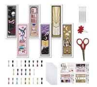 FREEBLOSS Kit de Marque Pages au Point de Croix pour Adultes Débutants Kit de Broderie au Point de Croix avec Motifs de Tarot Estampés avec Instructions pour Cadeau 6CT 11