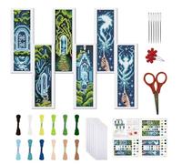FREEBLOSS Kit de Point de Croix pour 6 Marque-Pages DIY - Motifs Magical World pour Débutants - Kit de Broderie