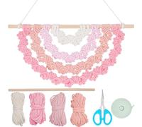 FREEBLOSS Kit de suspension murale en macramé à faire soi-même - Demi mandala - Cœur d'amour - Tapisserie tissée à la main - Décoration murale en macramé pour débutants - Décoration de chambre pour