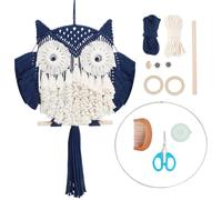 FREEBLOSS Kit Macramé Hibou Décoration Murale Suspendue Bleu Hibou DIY Artisanat Faire Tapisserie Murale en Macramé avec Instructions pour Débutant