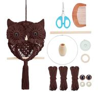FREEBLOSS Kit Macramé Hibou Marron Décoration Murale Suspendue Hibou DIY Artisanat Faire Tapisserie Murale en Macramé avec Instructions pour Débutant