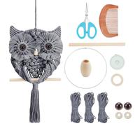 FREEBLOSS Kit Macramé Hibou Set Hibou Macramé Kit Décoration Murale Hibou Macramé Kit Macramé Hibou avec Instructions Kit Macramé Debutant Hibou Macramé Gris Hibou Tapisseries Murales en Macramé