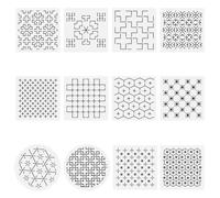FREEBLOSS Lot de 12 pochoirs Sashiko PET pour matelassage à la main Motifs japonais 14 x 14 cm