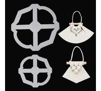 FREEBLOSS Lot de 2 gabarits de découpe en macramé de différentes formes - Guides de coupe en acrylique pour le travail du bois et le macramé - Fournitures pour macramé - Pompons à suspendre