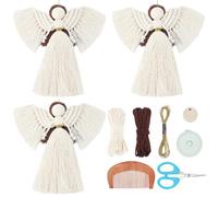 FREEBLOSS Lot de 3 anges en macramé pour débutants - Avec instructions (français non garanti) - Décoration bohème - Pour adultes - Pour Noël, anniversaire