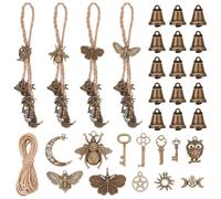 FREEBLOSS Lot de 4 cloches de sorcière à faire soi-même - Thème animaux - Carillons à vent - Décoration d'intérieur - Cloches de sorcière pour poignée de porte - Protection - Artisanat de sorcière