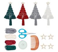 FREEBLOSS Lot de 4 kits de macramé à suspendre pour sapin de Noël - Tapisserie murale pour les vacances en macramé - Kit de macramé à suspendre au mur pour débutants