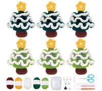 FREEBLOSS Lot de 6 kits de crochet pour sapin de Noël débutants - Kit de crochet de Noël pour adultes - Tout ce dont vous avez besoin avec kit de crochet vidéo étape par étape fait à la main