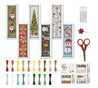 FREEBLOSS Lot de 6 marque-pages au point de croix de Noël pour débutants avec instructions (français non garanti) - 22 x 8 cm
