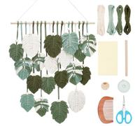 FREEBLOSS Macramé Monstera - Tapisserie murale à suspendre - Pour débutants - Avec instructions (français non garanti) - Pour adultes - Décoration d'intérieur