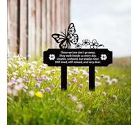 FREEBLOSS Marqueurs Funéraires Commémoratifs Plaque Commémorative Papillon Piquet Marqueurs Funéraires de Sympathie Piquet de Jardin de Fleurs Piquet Funéraire Commémoratif en Métal Décoration