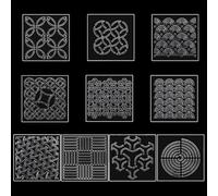 FREEBLOSS Pochoir Sashiko en Acrylique pour Quilting et Broderie à la Main avec Ligne de Dessin 4.7 * 4.7 Inch