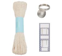 FREEBLOSS Sashiko Needle Thimble Thread Set Kit de couture Sashiko Aiguille Sashiko Dé à coudre ajustable en fil de sashiko Kit d'outils pour Sashiko Japonais 2 aiguilles 150m de fil et dé à coudre