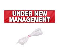 FREEBLOSS Under New Management Bannière enroulable en polyester avec œillets métalliques pour magasin d'entreprise Restructuration Innovation (2 bannières de 3 m/sangle de 5 m)