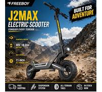 FREEBOY J2Max Foldable Electric Scooter for Adults Powerful Motor 48V 18.2Ah Battery 11 Inch All Terrain Pneumatic Tire Fast Charge