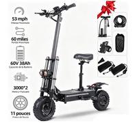 FREEBOY J30MAX-Trottinette Électrique Pliable-Moteur 6000W-Batterie 60V 38Ah 85KM/H-Pneus 11 Pouces-Autonomie 100KM-Noir
