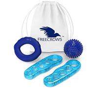 Freecrows - Séparateurs de gros orteils + renforcement de la poignée - Ensemble de balles de massage à picots - Écarteur de pied en gel bleu pour lutter contre les oignons - Kit de fitness pour