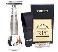 FREED Kit de rasage pour homme - Rasoir de sécurité avec poignée en alliage et 10 acier inoxydable japonais 6cr13, avec base de rasoir, étui de voyage pour rasoir, cadeaux de Noël pour homme, fabriqué