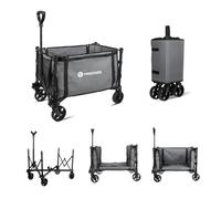 FREEDARE Chariot d'épicerie Pliable 70 KG/120 L avec Roues Amovibles pour Le Camping et Le Shopping, Chariot de Jardin Tout-Terrain avec poignée réglable, Gris