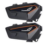 FreedConn F1 Lot de 2 écouteurs Bluetooth 5.2 sans fil avec suppression du bruit CVC, 1100 mAh, 30 heures, contrôle vocal IP67 pour casque de moto