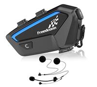 FreedConn FX Intercom Moto Bluetooth, kit Bluetooth Casque Moto avec Partage Musique, 2-10 Voies Système Communication de 1500m, Légère, Interphone Moto FM Radio pour Motocyclette/ATV Noir