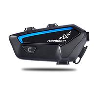 FreedConn Intercom FX Casque Bluetooth pour moto - Système de communication de groupe 10 cyclistes avec corps ultra-fin - Couplage universel/partage de musique - Étanchéité IP67 - Noir