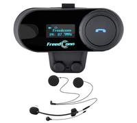 FreedConn TCOM SC Intercom Moto Bluetooth, Casque Kit Moto Main Libre Écouteur, 800M 2-3 Riders Group Communication Systèmes Bluetooth, avec Écran LCD, Radio FM, Partage de Musique