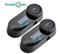 FreedConn TCOM SC Intercom Moto Bluetooth,Communication Système de 800M Entre 2-3 Motards,Bluetooth Moto Casque d'écoute,avec Affichage LCD/Stéréo Hi-FI/Partage de Musique, 2 Unité