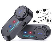 FreedConn TCOMVB Casque de Moto 2 Voies 800 m, système de Communication de Moto, 2 pièces Casque interphone, Microphone 2 en 1 pour Casque intégral et Casque Rabattable (Radio FM/étanche IP65/Siri)