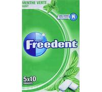 FREEDENT - Chewing Gum Sans Sucre - Goût Menthe Verte - 5 Paquets de 10 Dragées - 70g
