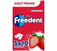 FREEDENT Chewing-gum Fraise sans sucres 5 Paquets 10 Dragées 70g