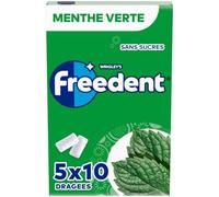 FREEDENT - Chewing Gum Sans Sucre - Goût Menthe Verte - 5 Paquets de 10 Dragées - 70g