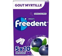 FREEDENT - Chewing-Gum - Goût Myrtille - Sans Sucres - 5 x 10 dragées - 70g