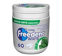 FREEDENT WHITE - Chewing Gum Sans Sucre - Goût Menthe Verte - 1 Boîte de 60 Dragées - Grand Format 60 Dragées