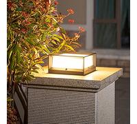 FREEDL LED Lampe de Pilier Exterieur Carrée Moderne E27 Aluminium Lampe Pilier Portail Extérieur IP55 Étanche, Noir Lampadaire de Jardin Lanterne Lampe de Chemin Cour Terrasse Patio Luminaire Borne,S
