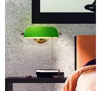 FREEDL Vintage Verte Verre Applique Murale Banquiers Lampe Murale Verte Lampe Banquier avec Interrupteur, E27 Applique Chevet Antique Avec Abat-jour Réglable pour Chambre Restaurants Couloir