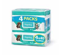 Freedog Lot de 40 lingettes humides pour chiens et chats Essence chlorhexidine - Lingettes humides - Nettoyant pattes de chien - Éliminateur d'odeurs (talc)