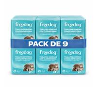Freedog Lot de 9 paquets de 25 lingettes humides pour chiens et chats Essence Chlorhexidine - Lingettes humides - Nettoyant pattes de chien - Éliminateur d'odeurs - Lingettes humides