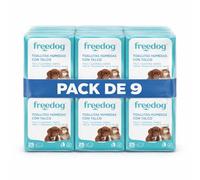 Freedog Lot de 9 paquets de 25 lingettes humides pour chiens et chats Essence Talc - Lingettes humides - Nettoyant pattes de chien - Éliminateur d'odeurs - Lingettes - Nettoyage