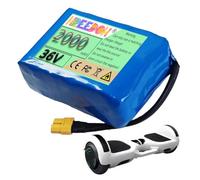 FREEDOH Batterie pour Trottinette électrique, Batterie pour Hoverboard 36 V, Batteries Lithium 36 V 2 Ah avec Carte de Protection BMS
